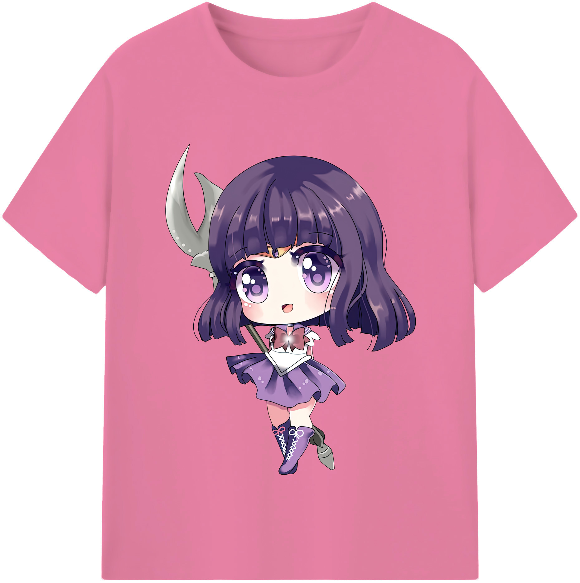 （画像用） 美少女戦士セーラームーン 土萠ほたる Sailor Moon Tomoe Hotaru （セーラーサターン；Sailor Saturn） 綿100％半袖Tシャツ（フロントプリント）